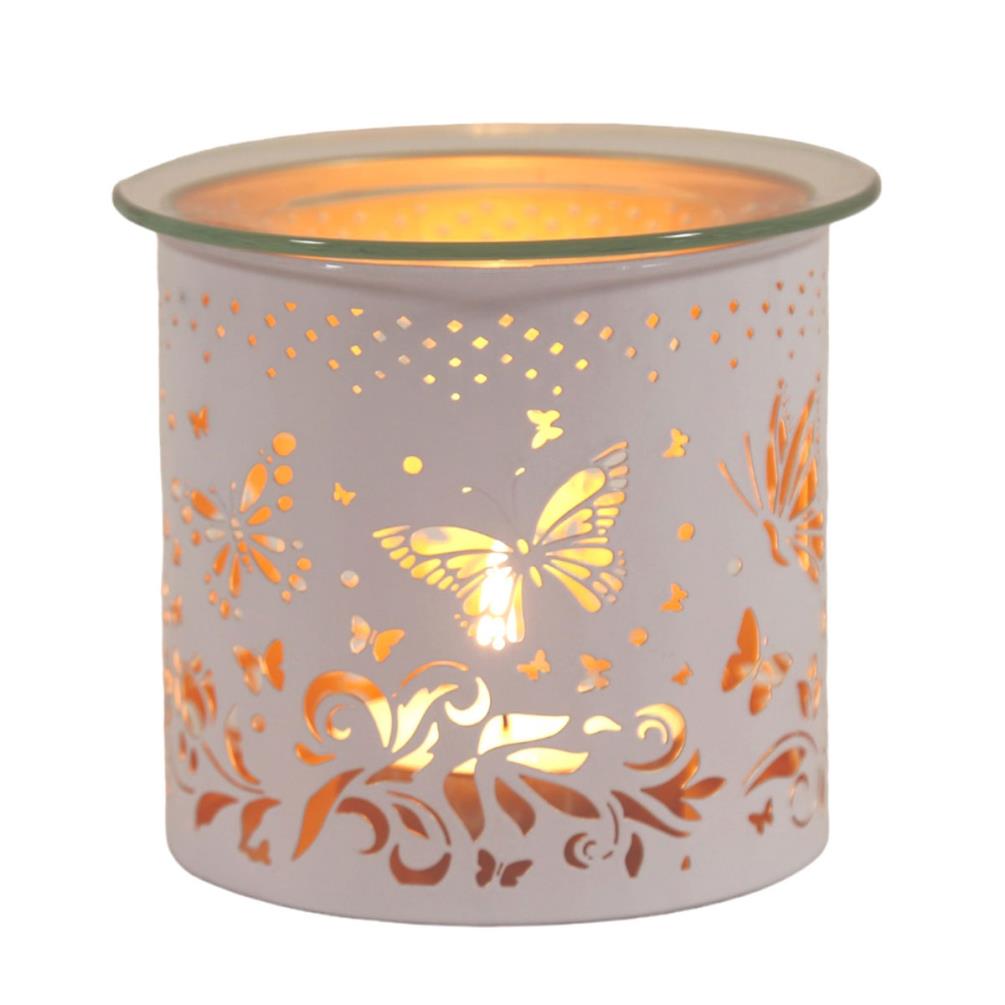 Aroma White & Gold Butterfly Jar Sleeve & Wax Melt Warmer £6.29